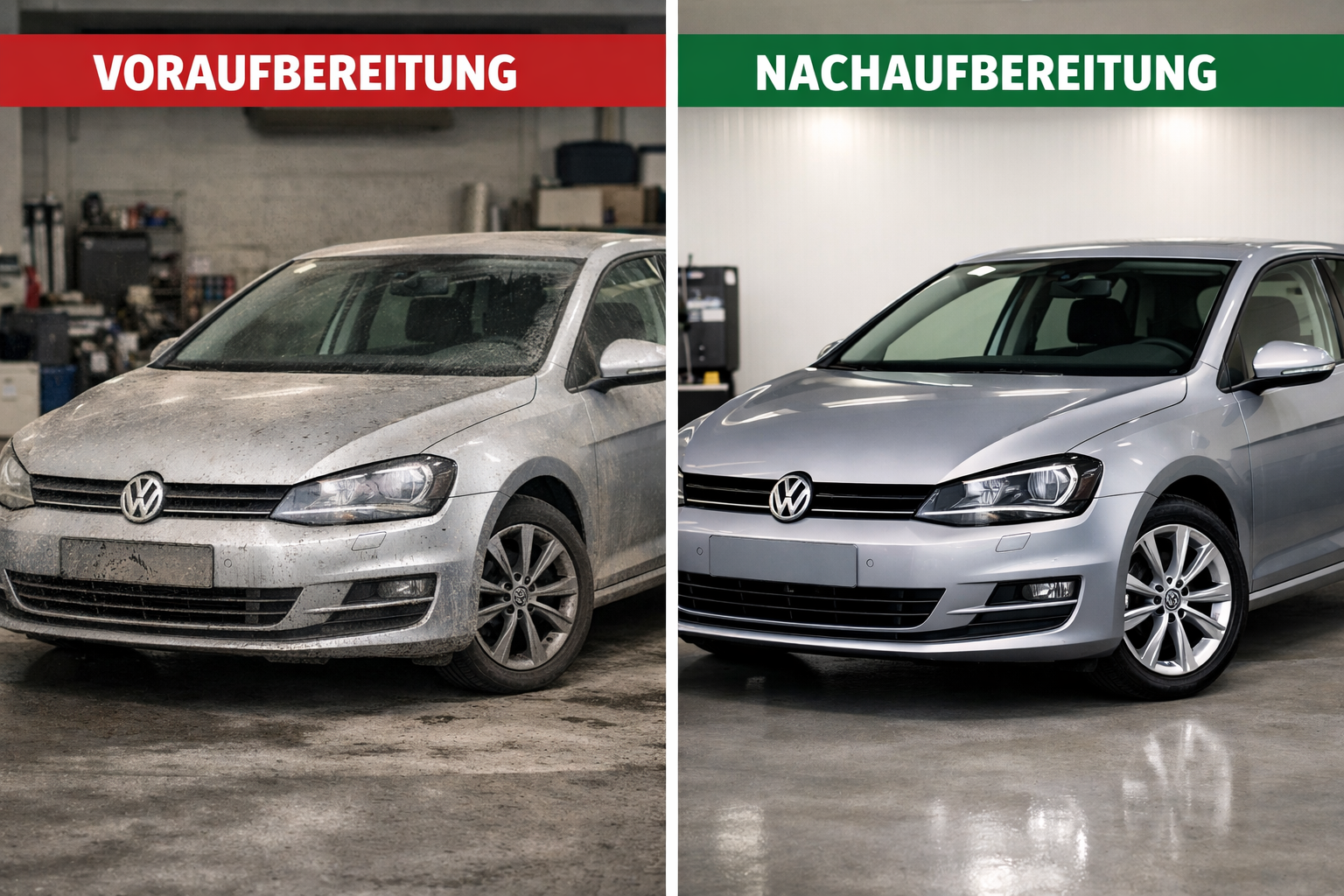 VW Golf: Voraufbereitung und Nachaufbereitung im Vergleich